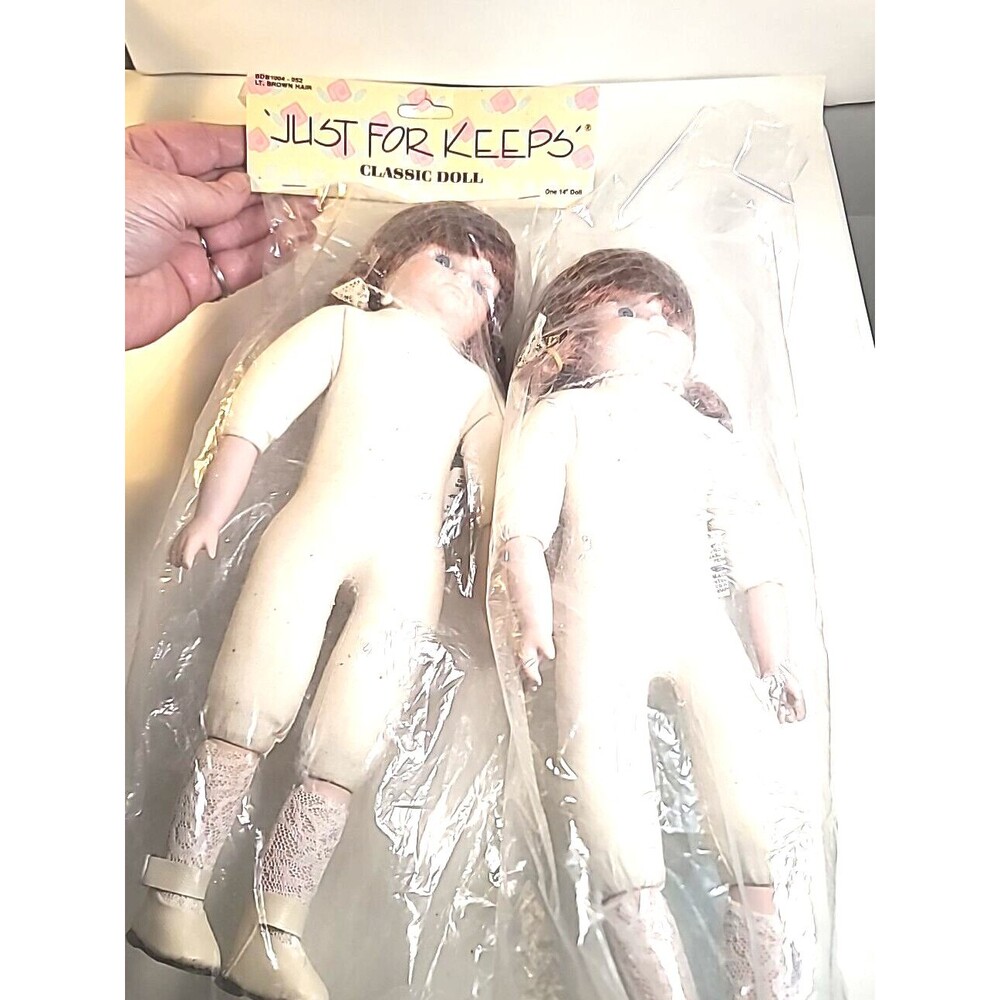 NOS LOT OF 2  Just For Keeps Classic Doll Brown Hair White Ivory Lace Socks 14"